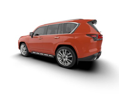 Beyaz arkaplanda boş siyah ekranlı kırmızı SUv 3 boyutlu görüntüleme