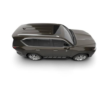 Beyaz arka planda modern bir araba. 3d oluşturma.