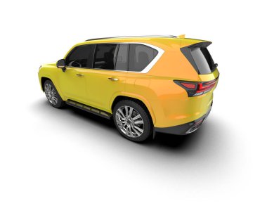 Sarı cip arabası. 3d oluşturma