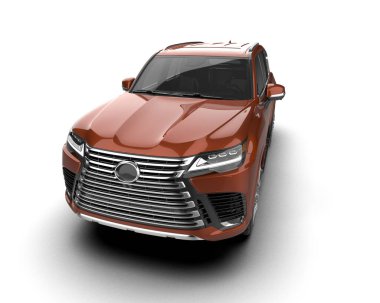 Beyaz arka planda modern bir araba. 3d illüstrasyon.