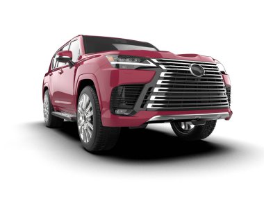 Beyaz arka planda gölgesi olan modern şehir arabası. 3d illüstrasyon