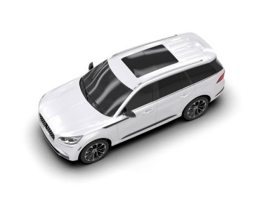 modern beyaz SUV arabası beyaz arkaplanda izole edildi