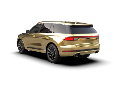 Arka planda lüks bir araba var. 3D görüntüleme - illüstrasyon