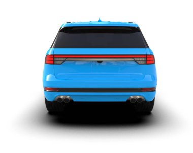 modern mavi SUV arabası beyaz arkaplanda izole edildi