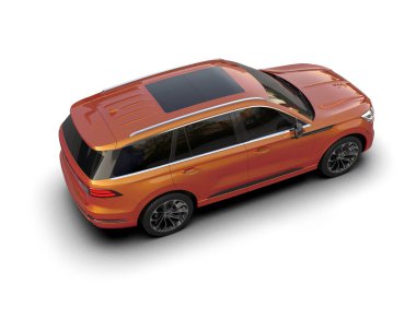 Modern bir jipin 3 boyutlu görüntüsü. beyaz arkaplanda izole