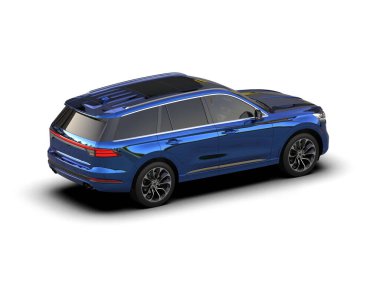 modern mavi SUV arabası beyaz arkaplanda izole edildi