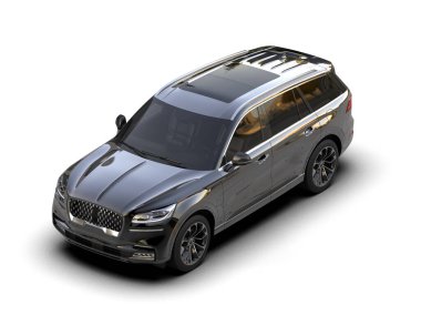 Modern lüks aile arabası siyah arka planda izole edilmiş - 3 boyutlu.