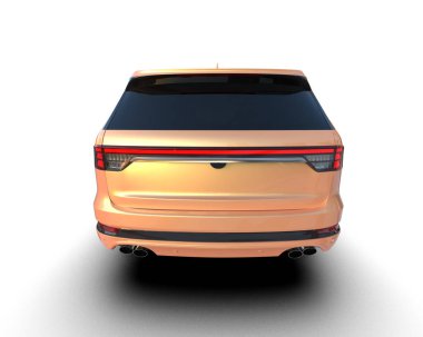 Beyaz arka planda bir araba. 3D görüntüleme. beyaz arkaplanda izole edilmiş.