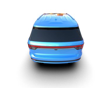 modern mavi SUV arabası beyaz arkaplanda izole edildi