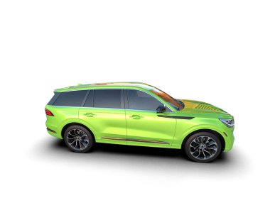 Beyaz arka planda modern SUV arabası - 3 boyutlu illüstrasyon