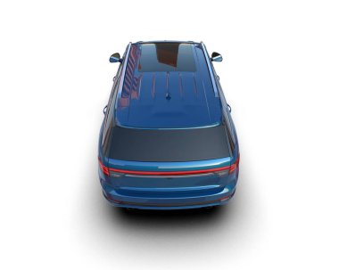modern mavi SUV arabası beyaz arkaplanda izole edildi