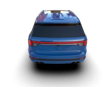 modern mavi SUV arabası beyaz arkaplanda izole edildi