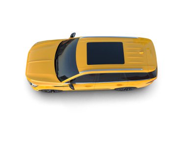 Sarı lüks araba beyazda izole edilmiş.