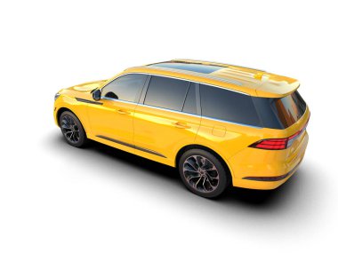 Beyaz arka planda modern bir arabanın 3 boyutlu görüntüsü.