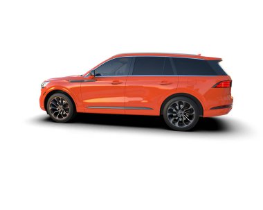 beyaz zemin üzerinde modern araba 3 boyutlu çizim - illüstrasyon