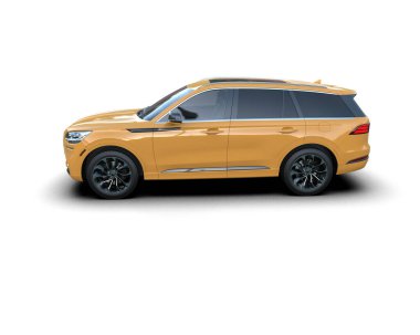 Beyaz arka planı olan modern bir araba. 3d oluşturma