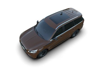 modern araba beyaz arka planda izole edildi. 3 boyutlu çizim - illüstrasyon