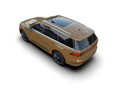 Modern araba beyazda izole edilmiş. 3D görüntüleme - illüstrasyon