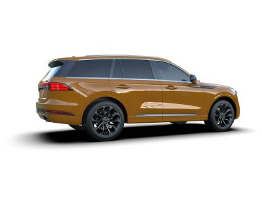 Beyaz arka planı olan modern bir araba. 3d illüstrasyon.