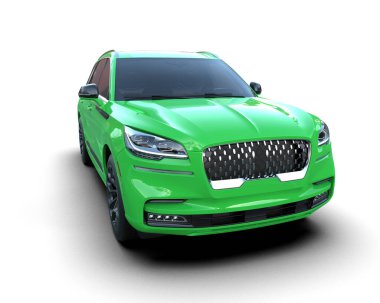 yeşil modern araba - 3 boyutlu resimleme