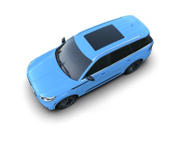 Beyaz arka planda mavi modern araba