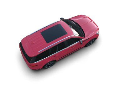 modern kırmızı araba beyaz arka planda izole edildi - 3 boyutlu illüstrasyon