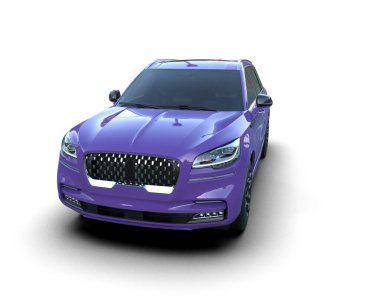 modern mor SUV arabası beyaz arka planda izole edildi