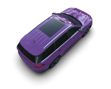 modern mor SUV arabası beyaz arka planda izole edildi
