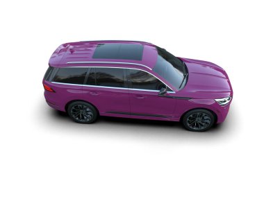 modern mor SUV arabası beyaz arka planda izole edildi