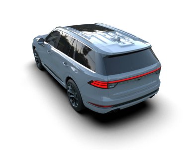 Bir markanın 3 boyutlu çizimi - beyaz arka planda izole edilmiş daha az arabalı.