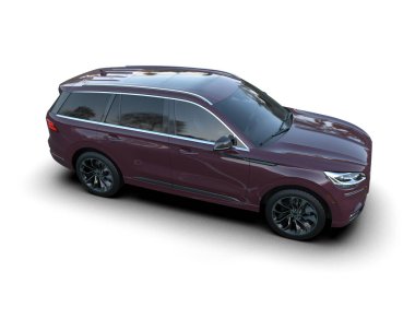 modern mor SUV arabası beyaz arka planda izole edildi