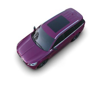 modern mor SUV arabası beyaz arka planda izole edildi