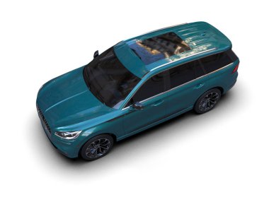 Siyah arka planda mavi bir cip. 3d oluşturma.