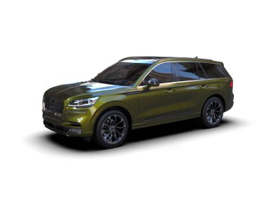 Modern araba arka planda izole edilmiş. 3D görüntüleme - illüstrasyon