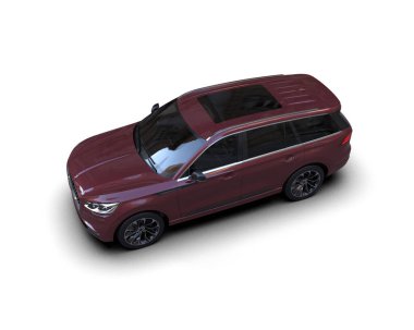 Modern araba arka planda izole edilmiş. 3D görüntüleme - illüstrasyon