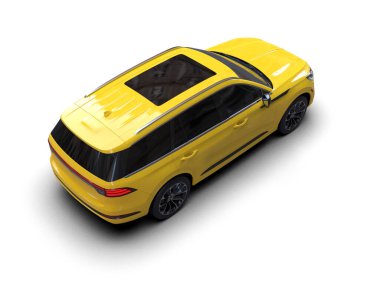 modern sarı SUV arabası beyaz arka planda izole edildi