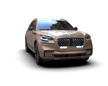 Lüks SUV arabası beyaz arka planda izole edildi. 3 boyutlu görüntüleme - 3 boyutlu..