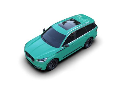 mavi araba beyaz arkaplanda izole edildi