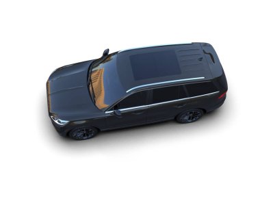 Beyaz arka planda modern bir araba. 3d oluşturma