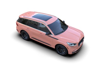 Modern araba arka planda izole edilmiş. 3D görüntüleme - illüstrasyon