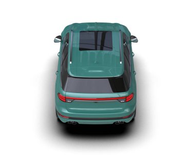 yeşil araba beyaz arka planda izole edildi. 3 boyutlu görüntüleme - illüstrasyon