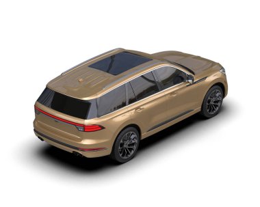 Beyaz arka planda bir araba. 3d oluşturma.