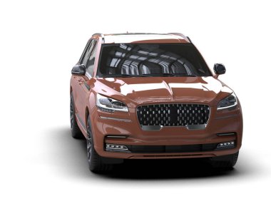 Kırpma yolu olan beyaz arka planda modern bir araba. 3d illüstrasyon