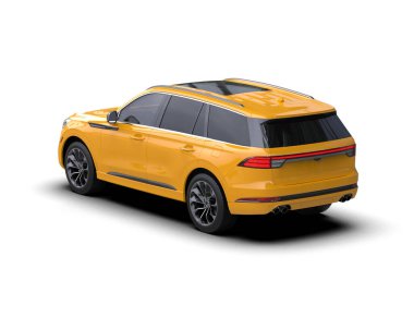 Sarı renkli modern SUV beyaz arka planda izole edildi