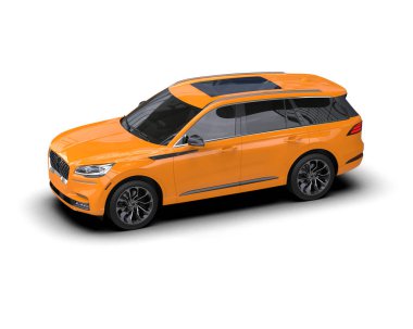 Arka planda lüks bir araba var. 3D görüntüleme - illüstrasyon