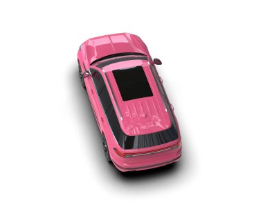 Beyaz arka plan üzerinde pembe araba