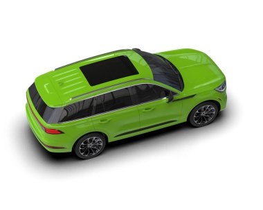 yeşil modern SUV arabası - üst görünüm