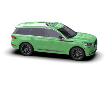 Modern araba arka planda izole edilmiş. 3D görüntüleme - illüstrasyon