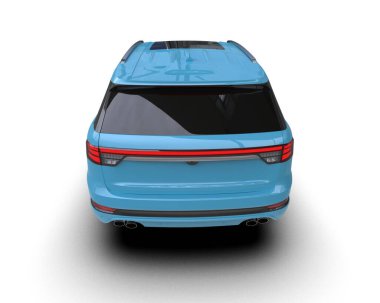 Beyaz arkaplanda mavi araba