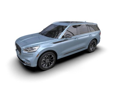 Stüdyo ortamında markasız bir SUV 'un 3 boyutlu çizimi